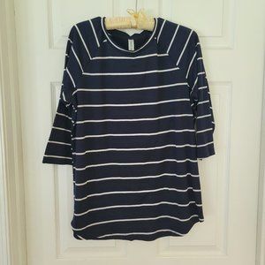Tickled Teal Blue Striped Shirt L